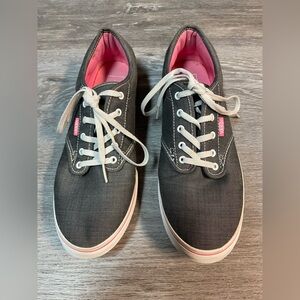 Vans Charcoal Gray With Pink Trim Sneakers Shoes Women's Size 9.5